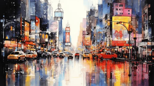 Times Square Painting: Majestic Watercolor Landscapes