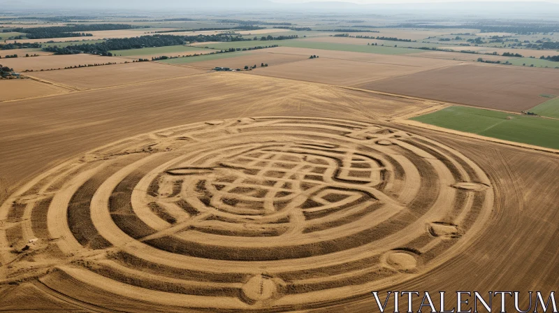 Mystical Maze in a Field: A Contemporary Take on Medieval Art AI Image