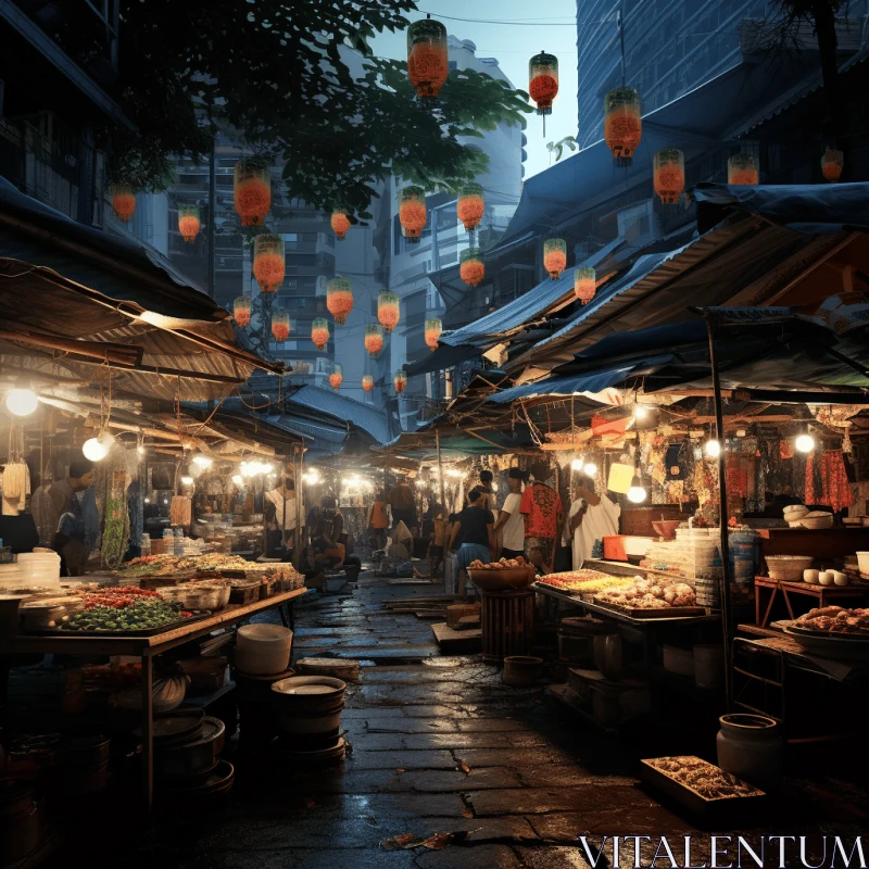 Exploring a Vibrant Market: Immersive Atmosphere and Photorealistic Details AI Image