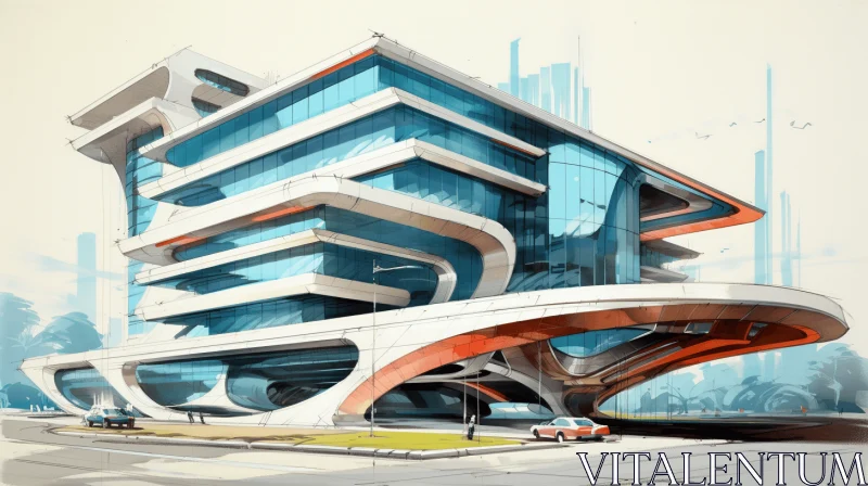 Futuristic Building Design: A Hyper-Detailed Abstract Painting AI Image