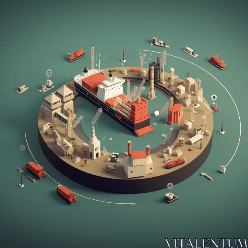 Captivating Isometric 3D Artwork with Abstracted Cityscape Elements AI Image