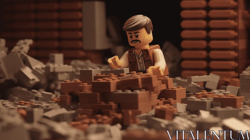 Captivating LEGO Man in Cinematic Setting AI Image