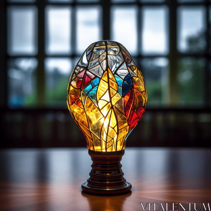 Colorful Design Inside Fluorescent Light Bulb | Crystal Cubism AI Image