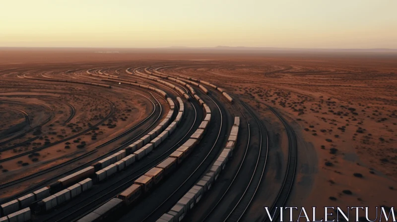 Trains in the Desert: A Captivating Display of Data Visualization AI Image