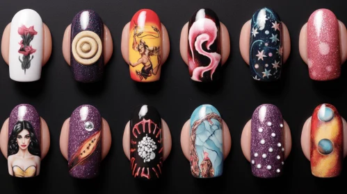 Captivating Nail Art: Otherworldly Illustrations and Realistic Forms