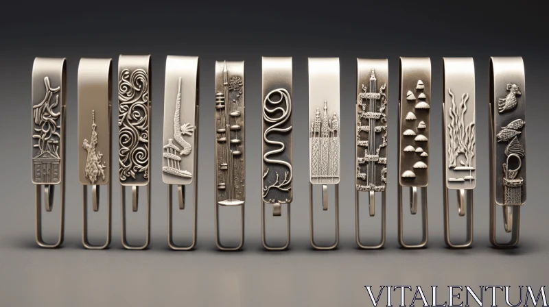 Intricate Carved Designs: Whimsical Silver Book Links AI Image