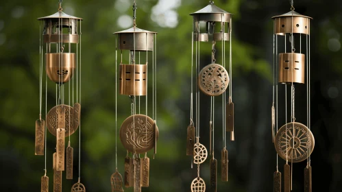Tranquil Gardenscapes: Detailed Engraved Wind Chime Art