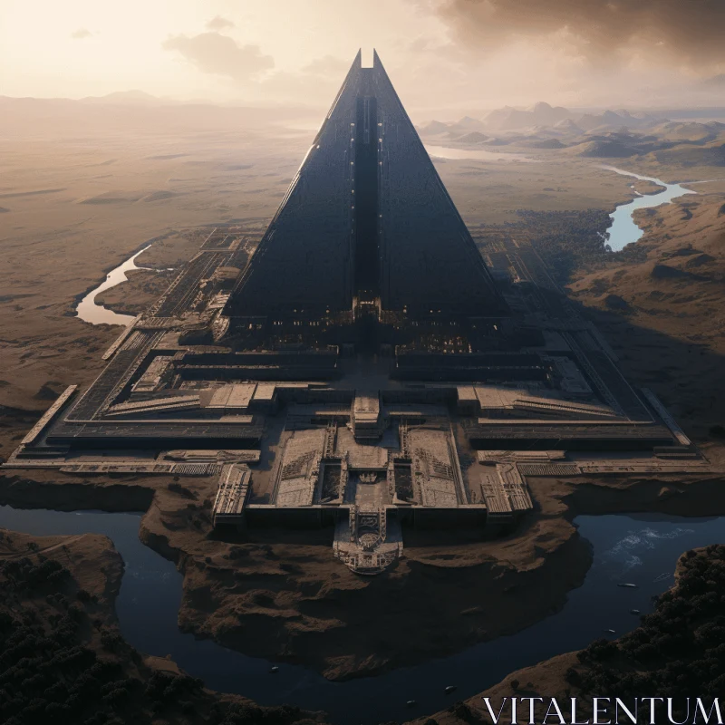 Majestic Pyramid Rising from the Water - A Captivating Imagery AI Image