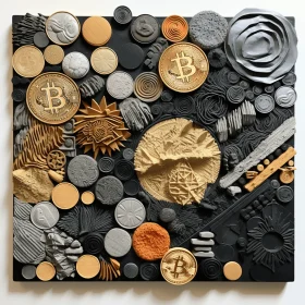 Bitcoin Art: Gray and Bronze Foampunk Sculpture