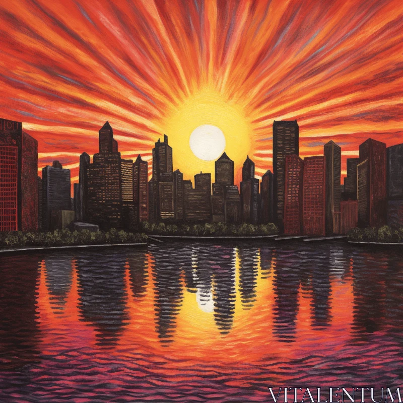Enchanting Cityscape Reflections at Sunset | Optical Illusion Art AI Image
