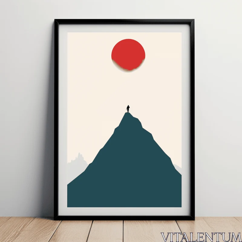 AI ART Ascending the Mountain: A Zen Minimalist Poster