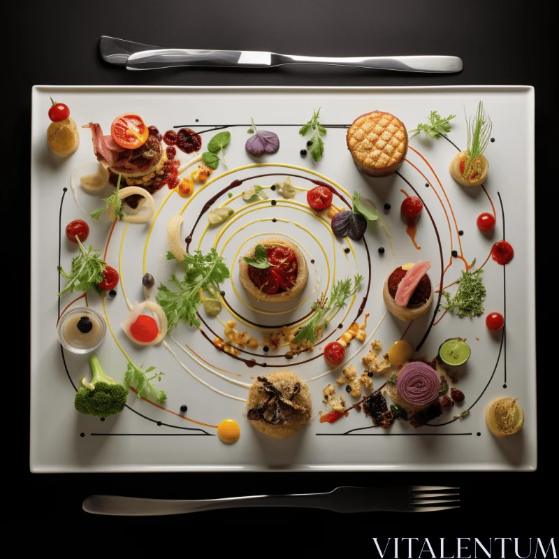 Captivating Aerial View of a Colorful Dish Surrounded by Vegetables AI Image