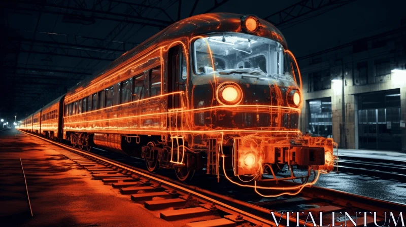 Futuristic Railway Train at Night: A Captivating Visual Journey AI Image