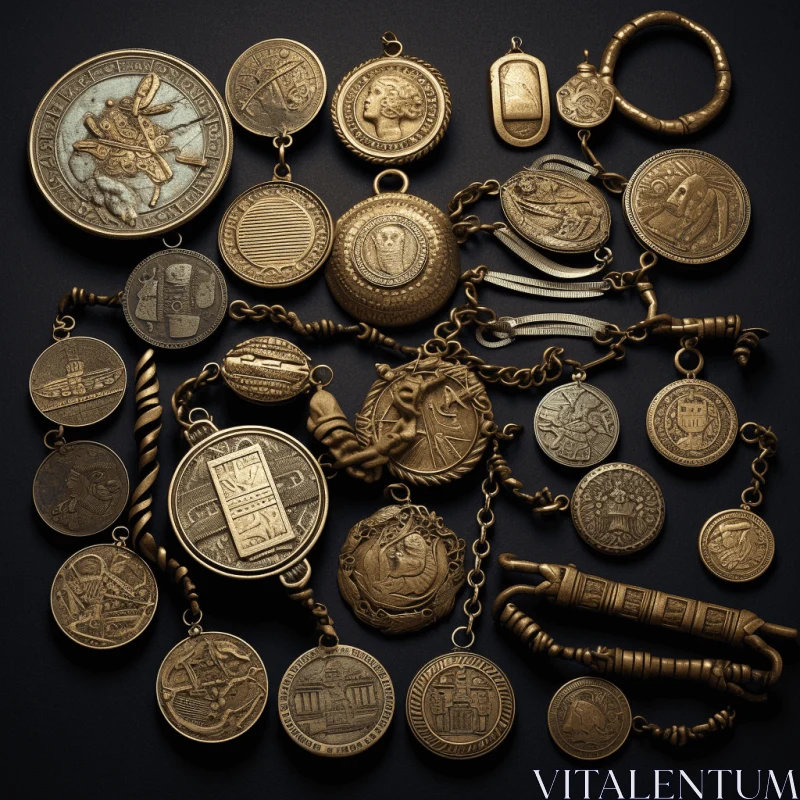 Captivating Collage of Old Antique Coins and Jewelry