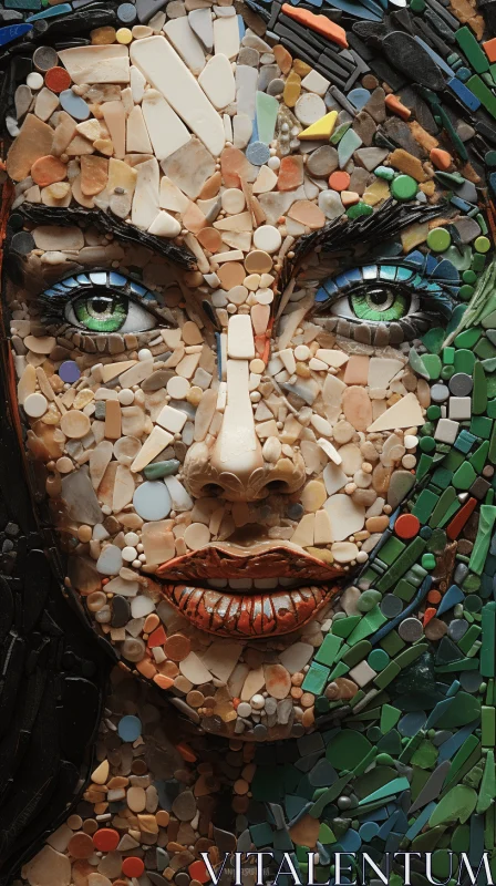 Captivating Mosaic Art: Faces Made of Colored Tiles AI Image