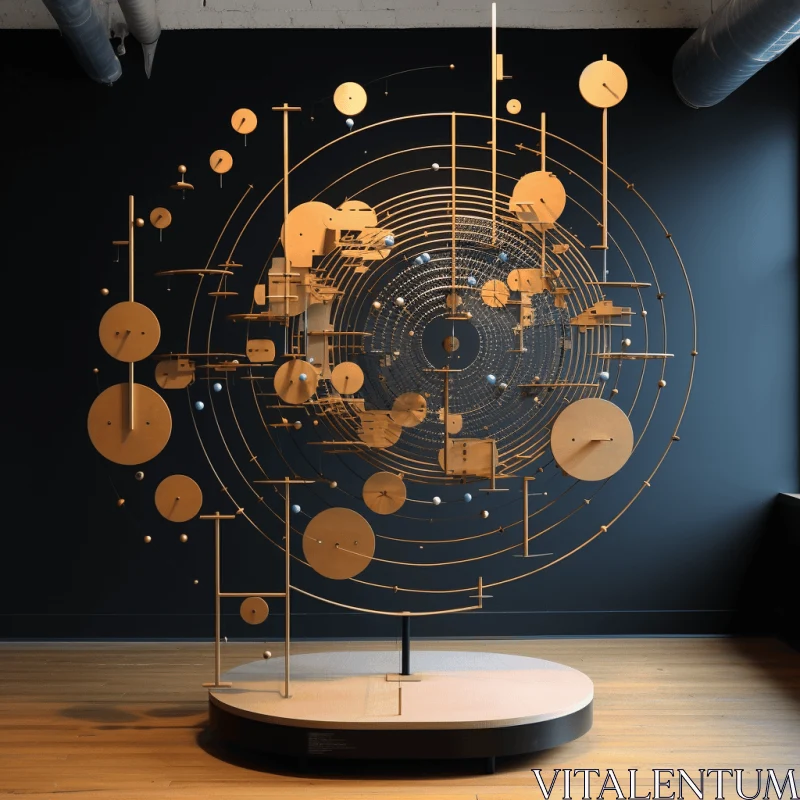 Whimsical Time Machine Art: Playful Design with Metal and Gold AI Image