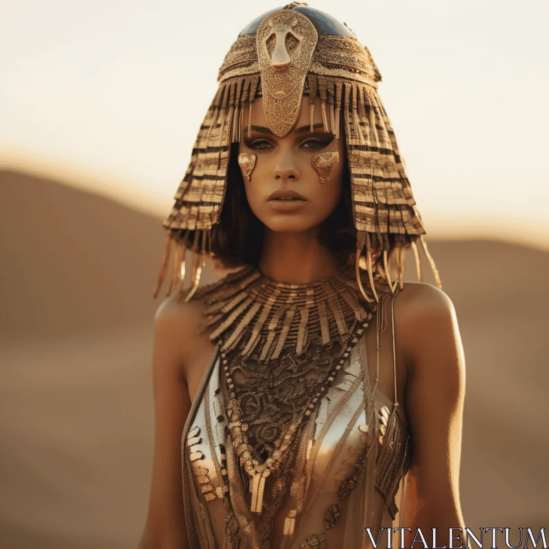 Enchanting Egyptian Woman: Photorealistic Portrait in the Desert AI Image