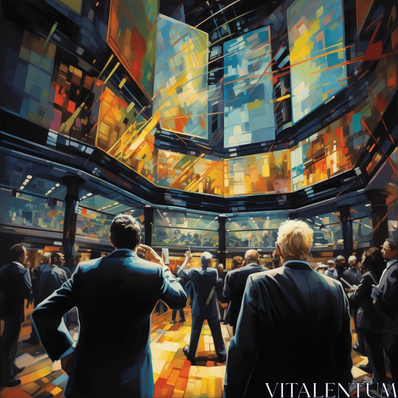 Businessmen Paintings in a Dynamic Business Center AI Image