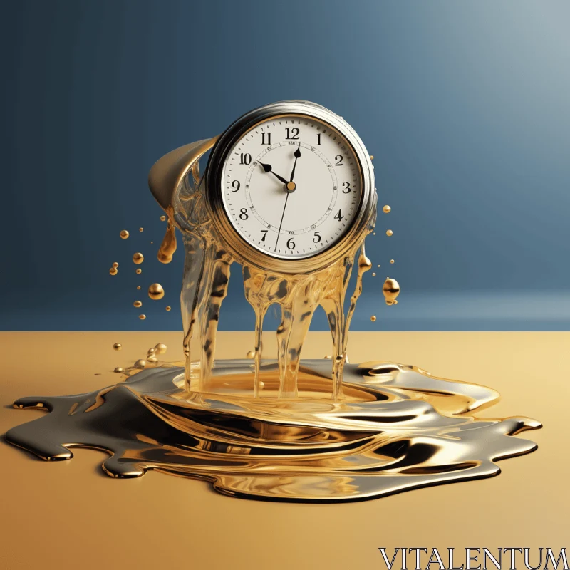 Captivating Clock in a Puddle of Gold - Edgy Political Commentary AI Image