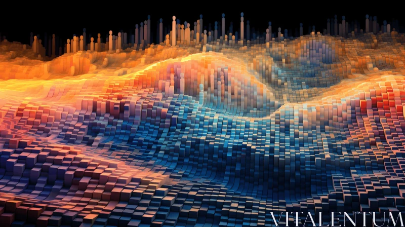 AI ART Abstract 3D Image of a Digitized Environment | Dazzling Cityscape