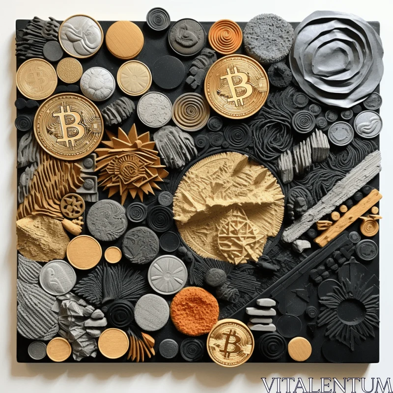 Bitcoin Art: Gray and Bronze Foampunk Sculpture AI Image