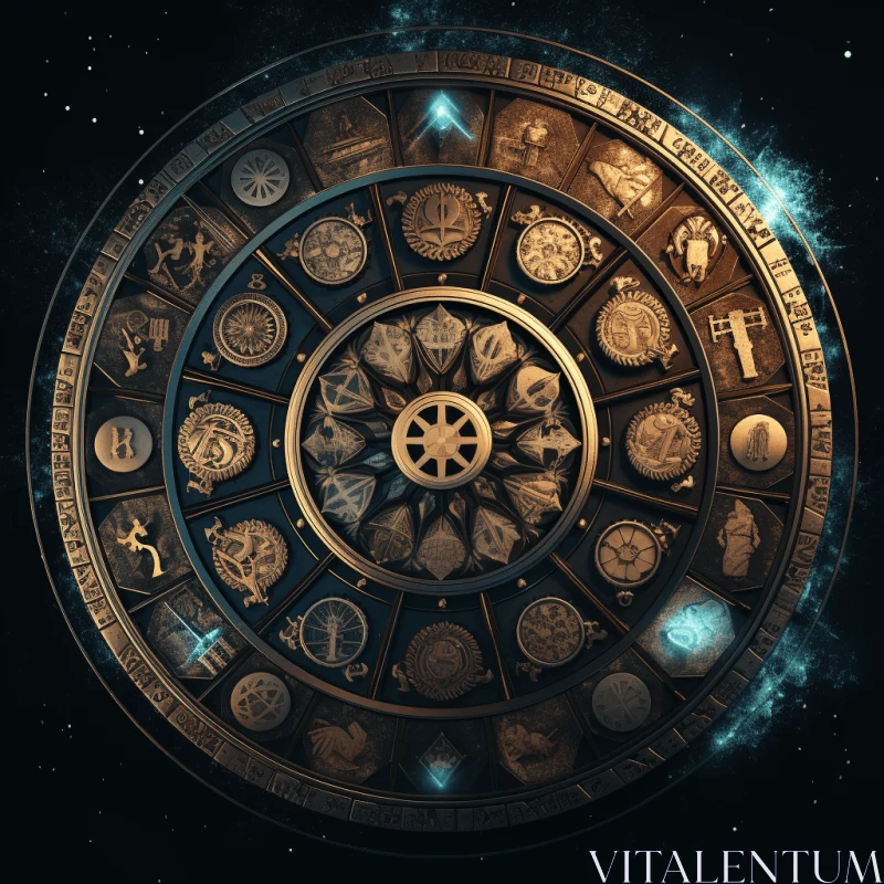 Captivating Astrology Wheel 3D Wallpaper | Textured Illustrations AI Image