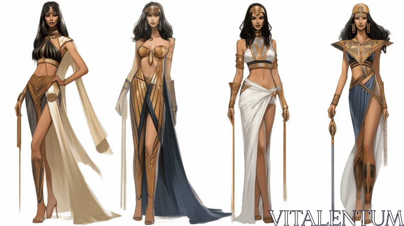 Captivating Egyptian Fashion: Curvaceous Simplicity and Mythological Influences AI Image