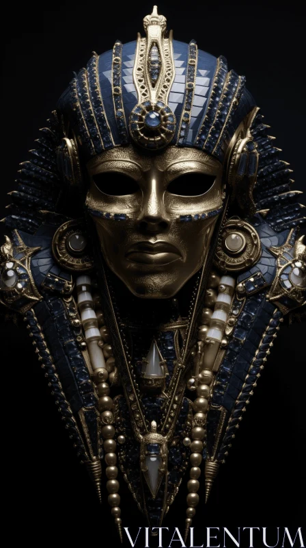 Pharaoh Mask: A Meticulously Designed Gold and Black Masterpiece AI Image