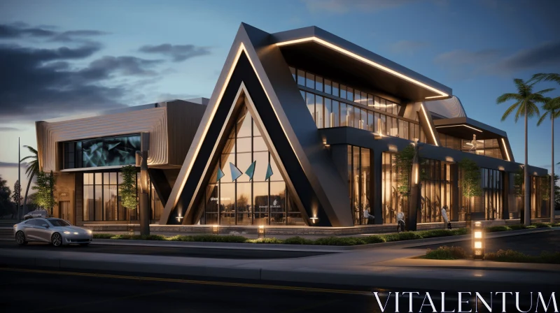 Elegant Design: A Captivating Rendering of a Building in Dark Teal and Light Bronze AI Image