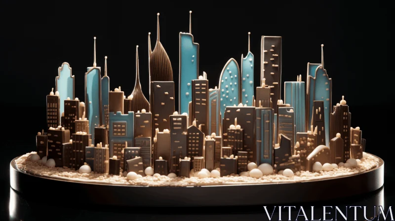 City Skyline Chocolate Cake | Conceptual Light Sculptures AI Image