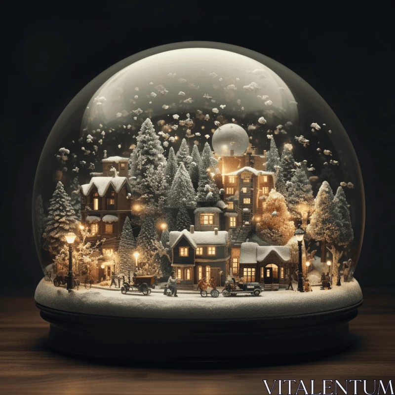 Snow Globe Art: A Captivating Display of Snow and Light AI Image
