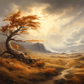 Enchanting Old Tree in Desert: Captivating Fantasy-Inspired Art