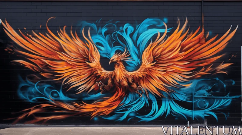 Tattooed Phoenix: Captivating Urban Street Art in Spectacular 8k Resolution AI Image