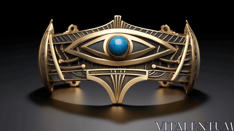 Egyptian Gold Bracelet with Blue Eyes | Hyper-Detailed Rendering AI Image
