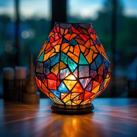 Exquisite Stained Glass Lamp on Table | Serene Beauty