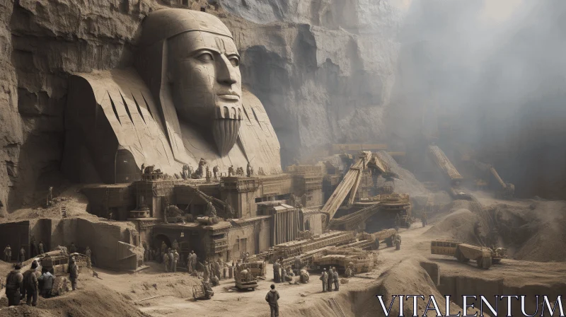 Intriguing Egyptian King Statue in a Cave | Cinematic View AI Image