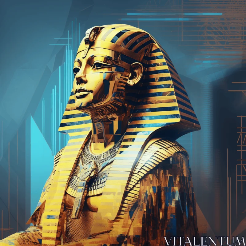 Abstract Ancient Gold Pharaoh: Mesmerizing Artwork with Realistic Light and Color AI Image