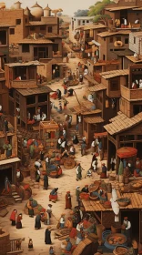 Captivating Village Scene: Detailed Wood and Lacquer Painting
