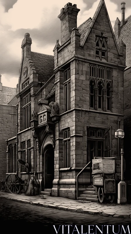 Captivating Black and White Painting of an Old Building | Yale University School of Art AI Image