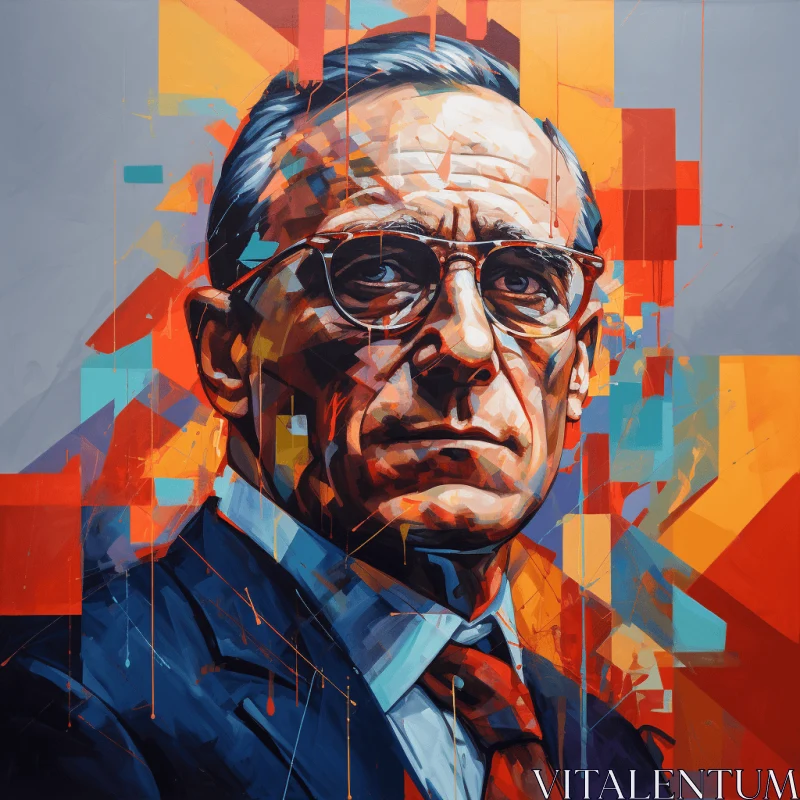 Captivating Portrait of a Man in Glasses and Suit | Fluid Color Combinations AI Image