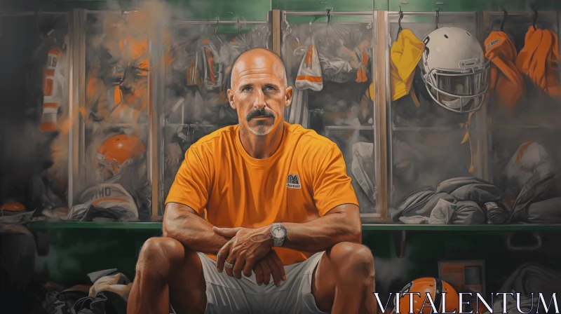 Football Coach Portrait in Otherworldly Style | Orange and Amber Tones AI Image