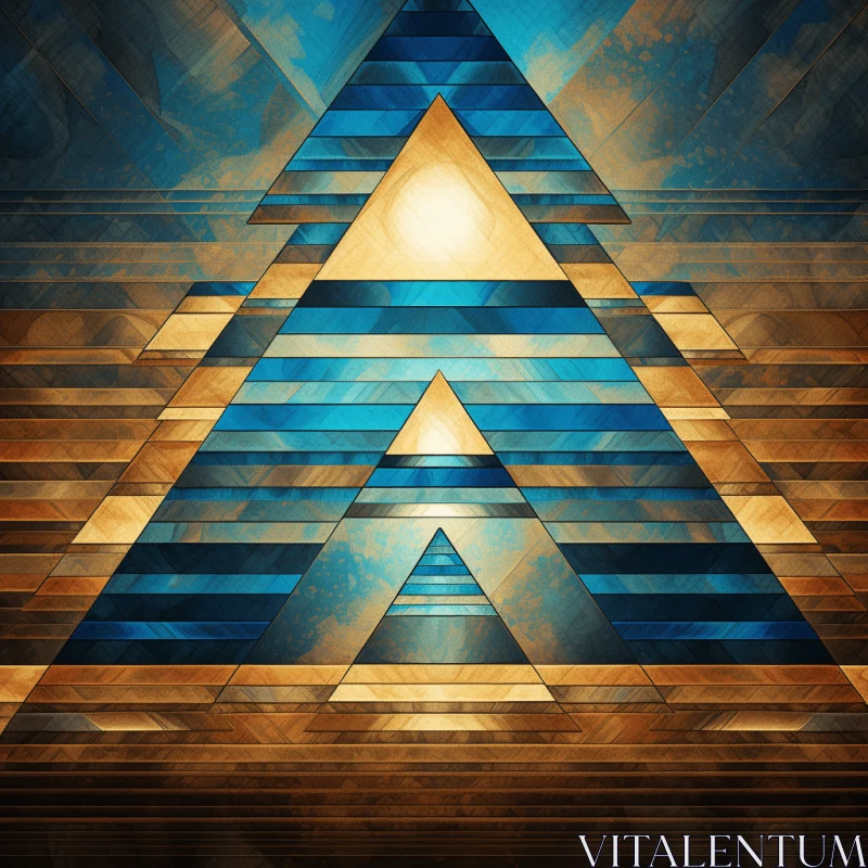 Mesmerizing Blue and Gold Abstract Design | Surreal Architectural Landscapes AI Image