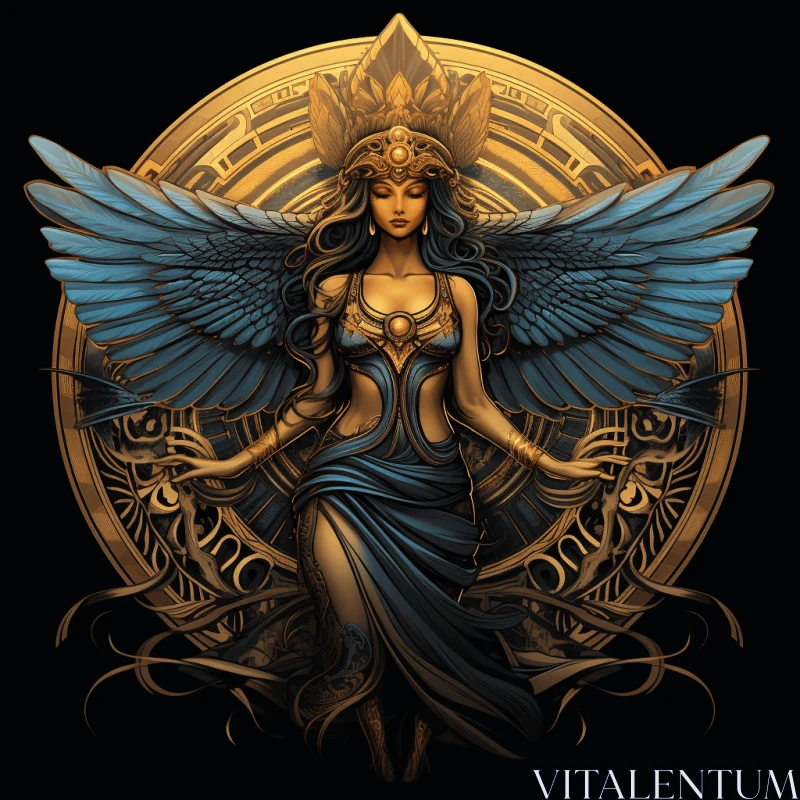 Gorgeous Egyptian Goddess Artwork with Wings - Symbolic Elements AI Image