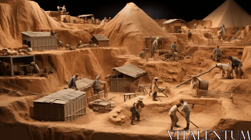 Captivating Sand Mining Village Model - Exquisite Realism AI Image