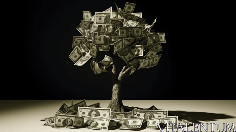 Captivating Money Tree Artwork - Organic Expressionism | Barbizon School AI Image
