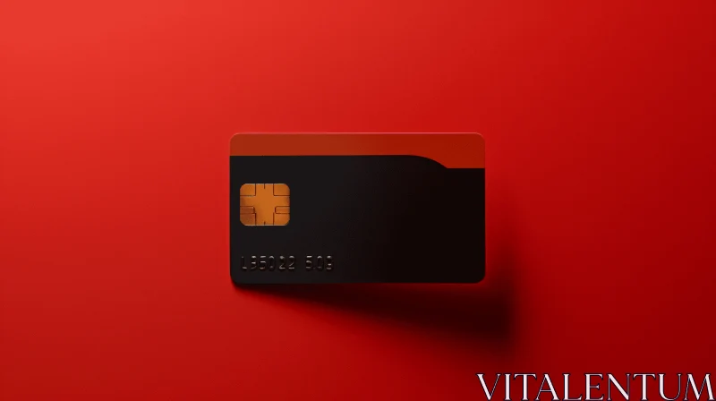 AI ART Minimalist Credit Card on Red Table | Realistic and Hyper-Detailed Rendering