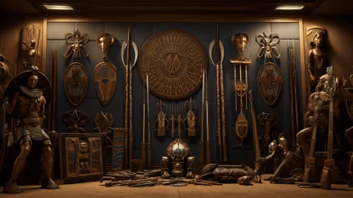 Ancient Egyptian Art: Afrofuturism-Inspired Immersive Room of Antiques and Weapons