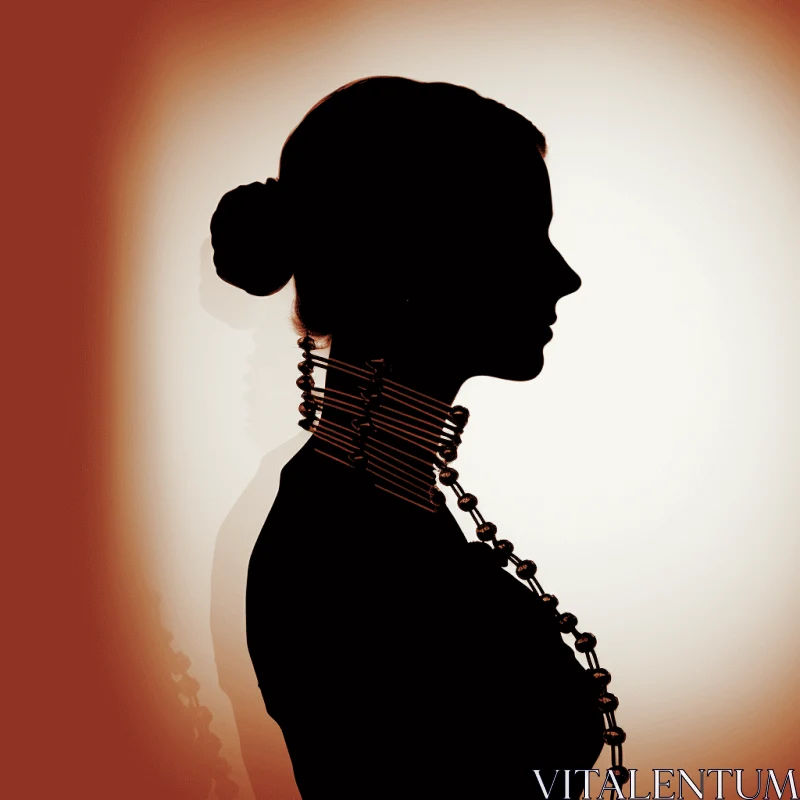 Captivating Silhouette of a Woman with a Stunning Necklace AI Image