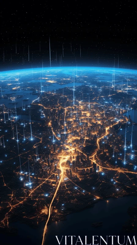 Glimpses of Nova Earth: Night Lights in Futuristic Cyberpunk Style AI Image