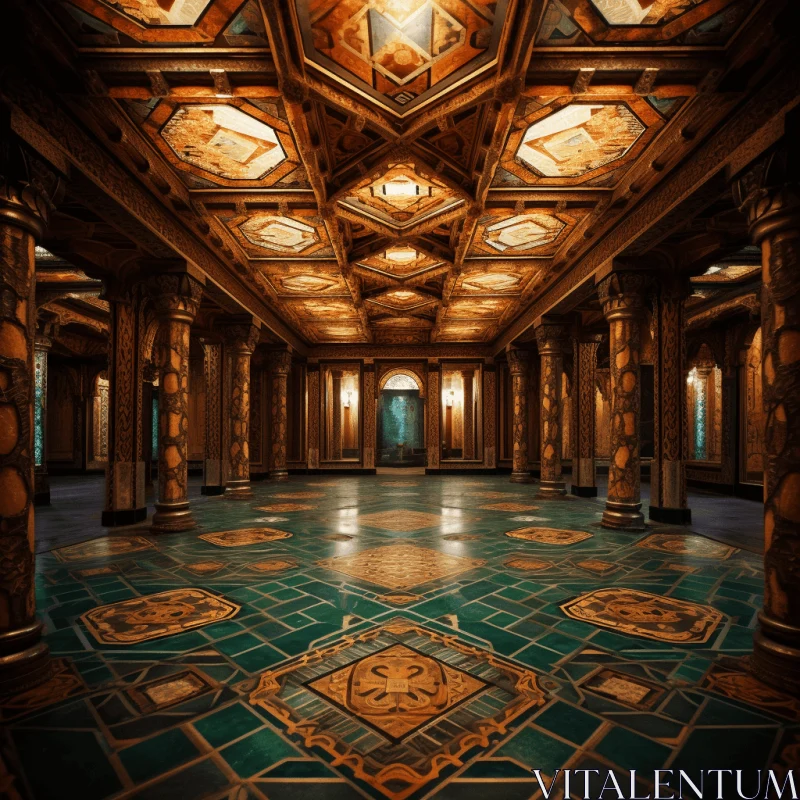 Captivating Architecture: Ornate Columns and Hypnotic Tiles AI Image